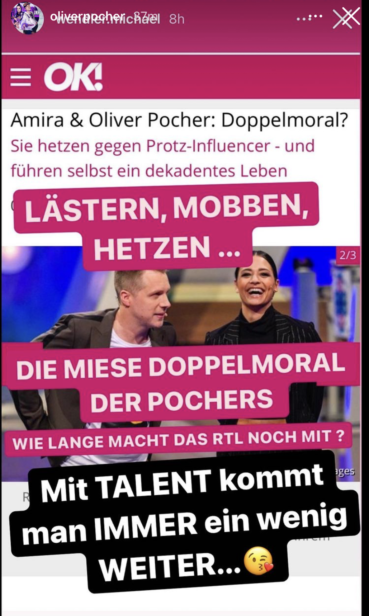So reagiert Oliver Pocher auf Wendlers Vorwürfe.