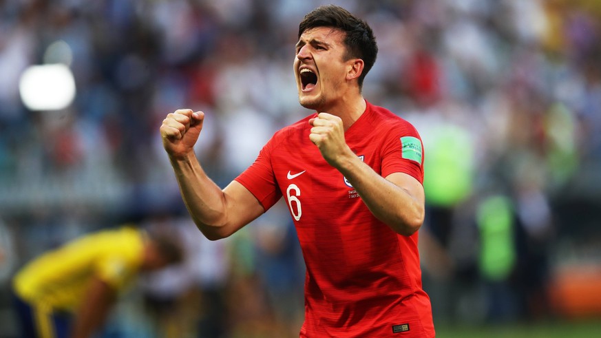 Football - 2018 FIFA World Cup WM Weltmeisterschaft Fussball - Quarter-Final: Sweden vs. England Harry Maguire of England celebrates after the match at the Cosmos Arena, Samara. COLORSPORT/IAN MACNICO ...