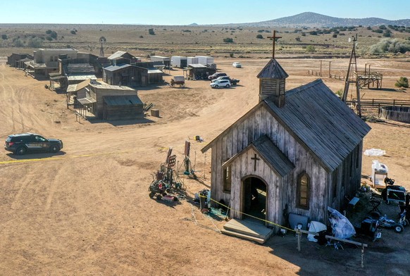 October 22, 2021, Santa Fe, New Mexico, USA: Santa Fe County Sheriff s deputy unit at the Bonanza Creek Ranch movie set where an accident involving actor Alec Baldwin took place on Thursday October 21 ...