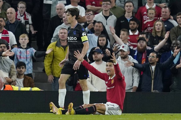 Manchester, England, 8th September 2022. Cristiano Ronaldo of Manchester United, ManU claims for a penalty during the UEFA Europa League match at Old Trafford, Manchester. Picture credit should read:  ...