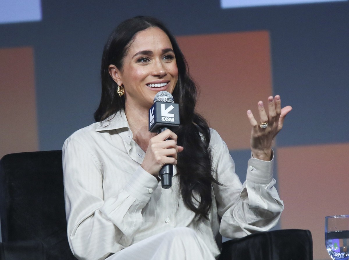 08.03.2024, USA, Austin: Meghan, die Herzogin von Sussex, spricht bei der Keynote &quot;Breaking Barriers, Shaping Narratives: How Women Lead On and Off the Screen&quot; am ersten Tag der South by Sou ...