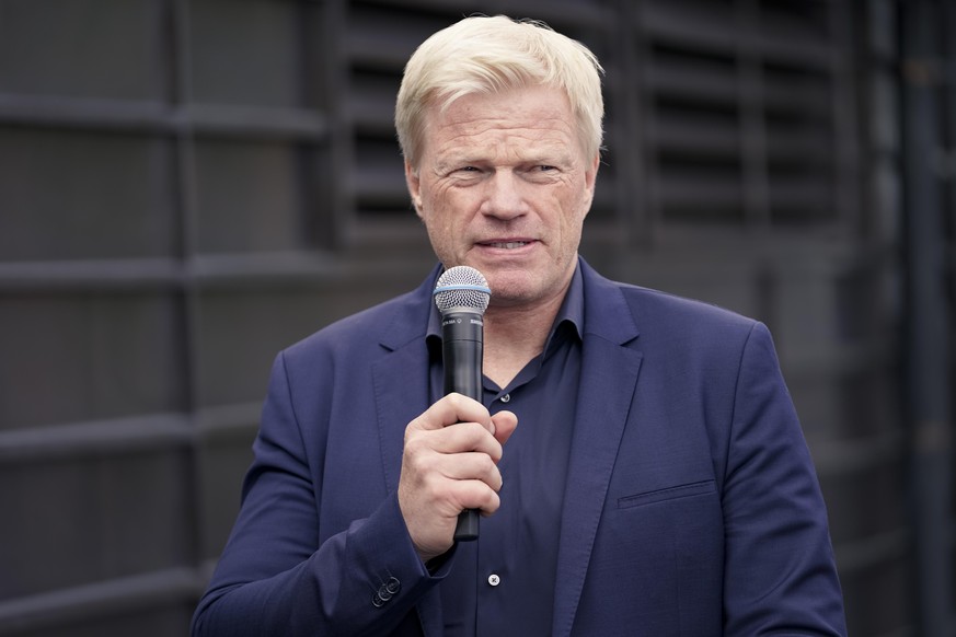 MUNICH, GERMANY - AUGUST 23: In this handout provided by FC Bayern Muenchen, CEO of FC Bayern Muenchen Oliver Kahn is seen during an interview after Joshua Kimmich extended his contract with FC Bayern ...