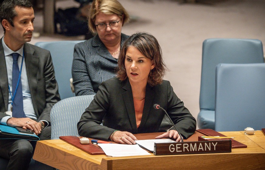 22.09.2022, USA, New York: Annalena Baerbock (Bündnis90/Die Grünen), Außenministerin, spricht in der Sitzung des Sicherheitsrats der Vereinten Nationen, die während der Generaldebatte der UN-Vollversa ...