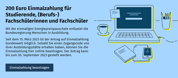 Auf einer eigenen Website können Studierende und Fach-Schüler:innen den Antrag stellen.