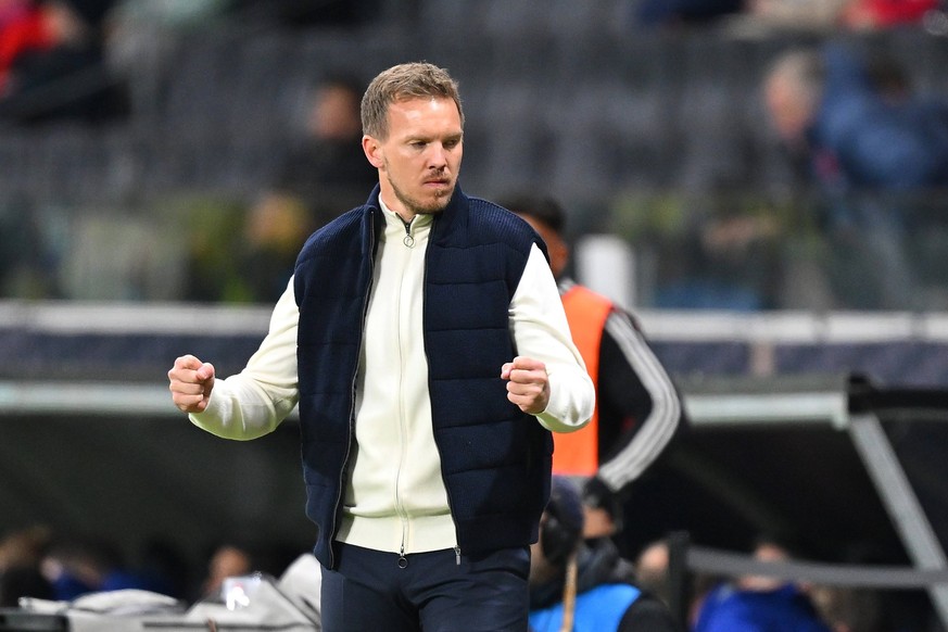 26.03.2024, xfux, Fussball Länderspiel, Deutschland - Niederlande emspor, v.l. Jubel Freude über ueber den Sieg bei Trainer Julian Nagelsmann Deutsche Fussball Nationalmannschaft DFB DFL/DFB REGULATIO ...