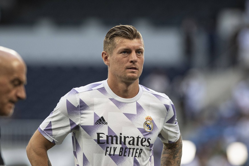 11.09.2022, Madrid, Spain. Toni Kroos of Real Madrid Cf warming up during the LaLiga Santander match between Real Madrid CF and RCD Mallorca at Stadium Santiago Bernabeu on 11 September 2022 in Madrid ...