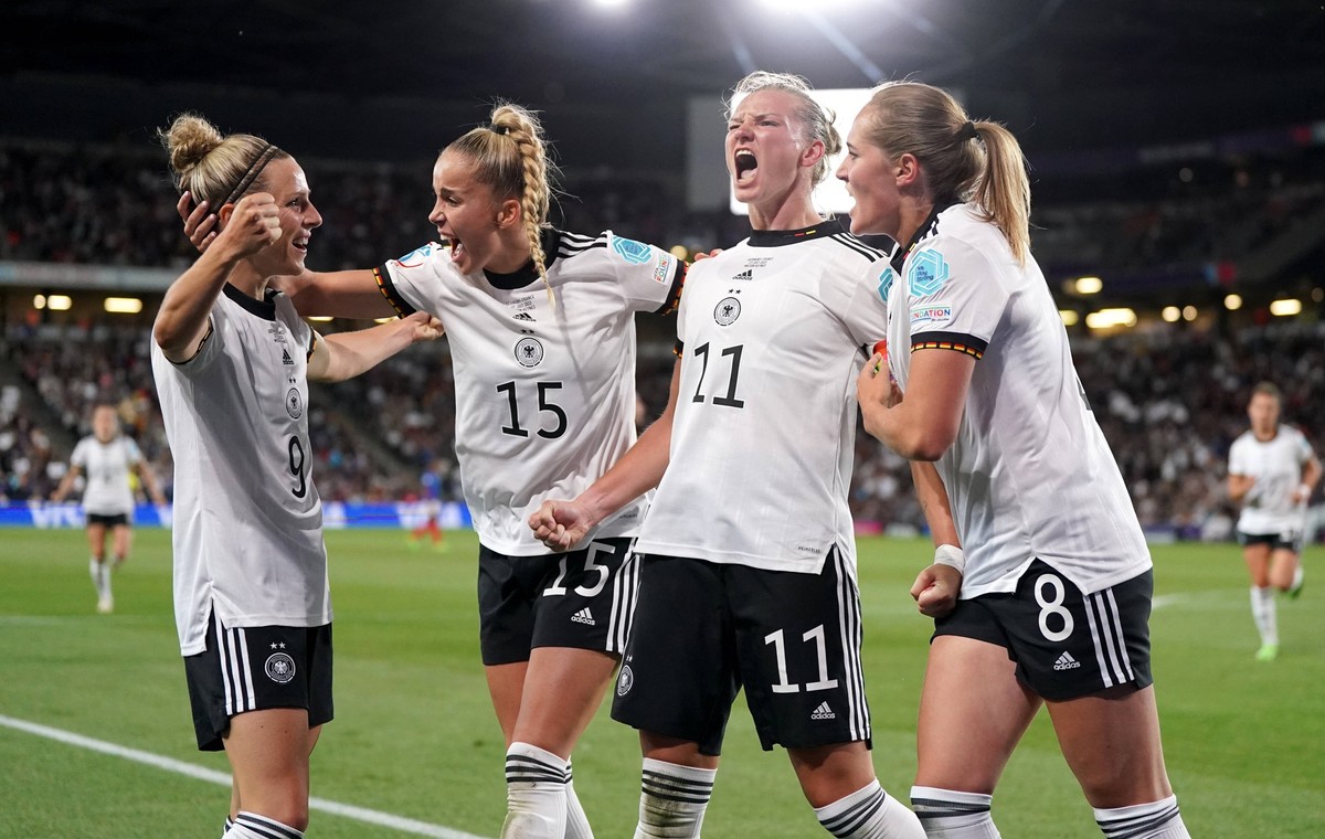 Germany v France - UEFA Women s Euro 2022 - Semi Final - Stadium MK Germany s Alexandra Popp celebrates scoring their side s second goal of the game during the UEFA Women s Euro 2022 semi-final match ...