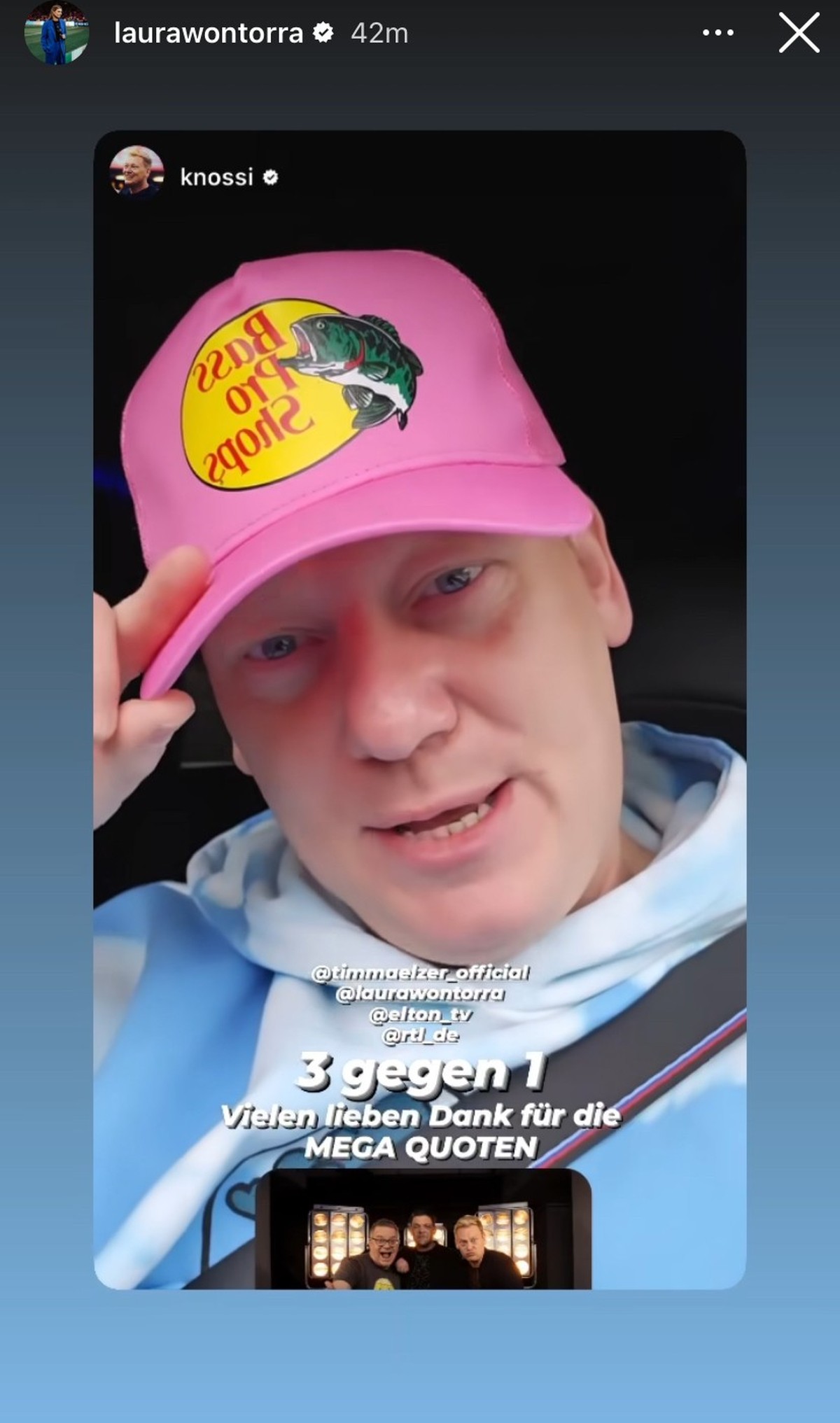 Knossi freut sich über die Einschaltquoten.