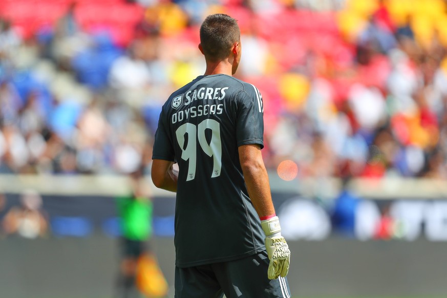 HARRISON, NJ - JULY 28: Benfica goalkeeper Odisseas Vlachodimos (99) during the second half of the International Champions Cup game between Juventus and Benfica on July 28, 2018 at Red Bull Arena in H ...