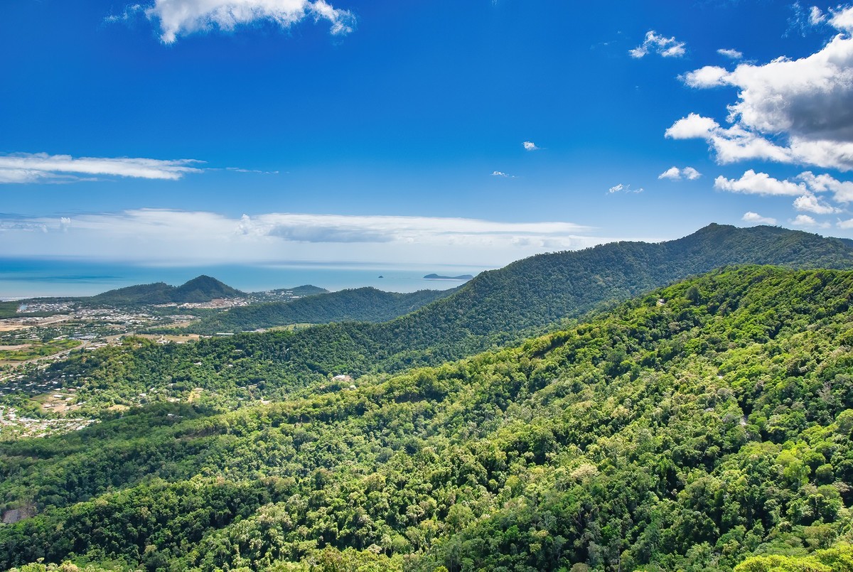 Rain Forest of Kuranda in beautiful Queensland, aerial view. xkwx beautiful australia kuranda Atherton Tableland vacation green landscape park nature environment tropical view forest scenery rail flor ...