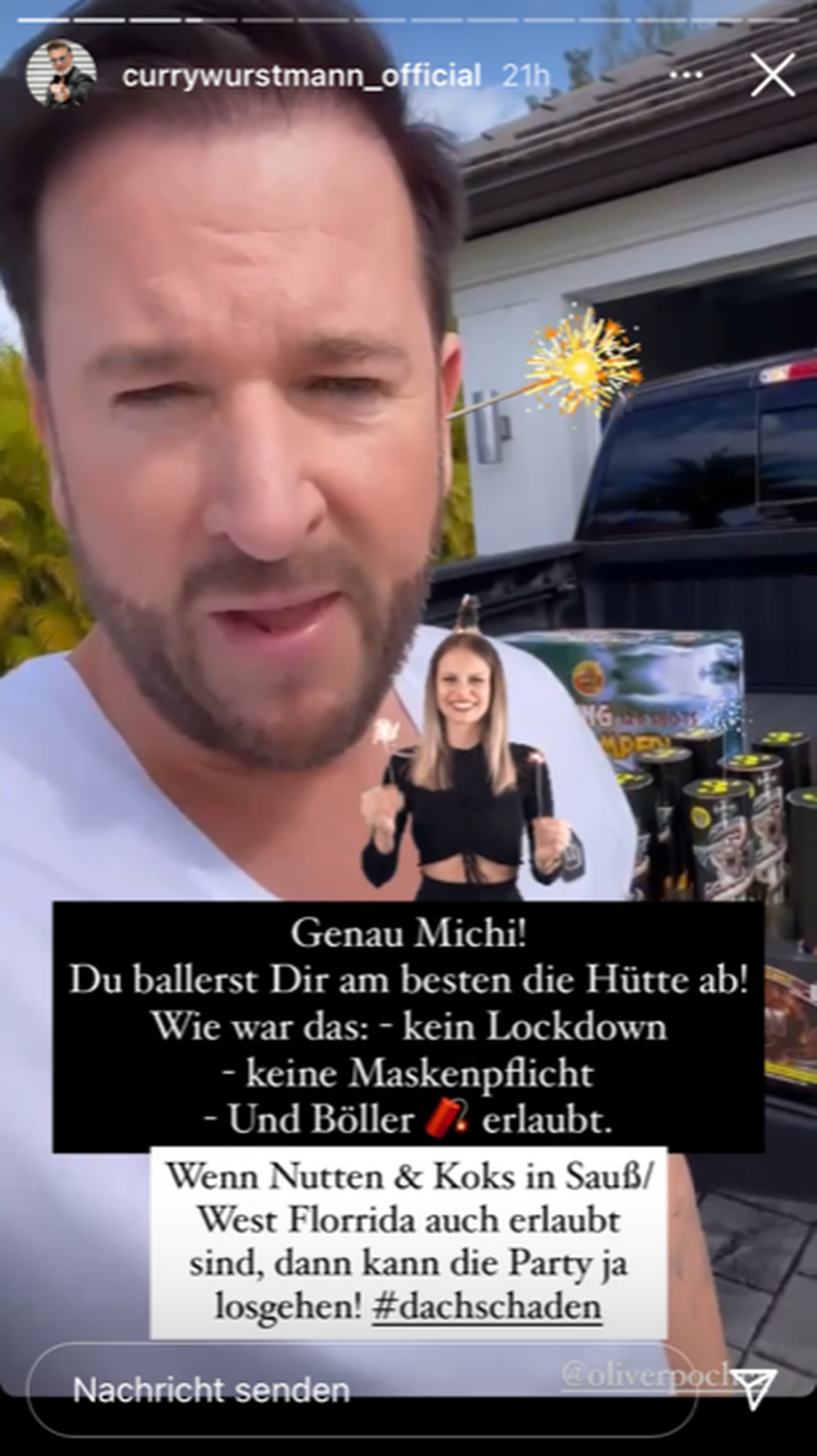 Chris Töpperwien schießt in seiner Insta-Story gegen Michael Wendler.