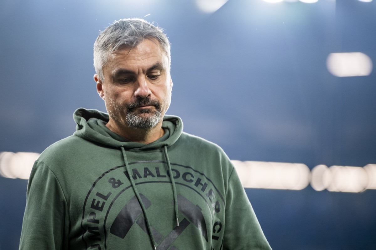 30.10.2022, Nordrhein-Westfalen, Gelsenkirchen: Fußball: Bundesliga, FC Schalke 04 - SC Freiburg, 12. Spieltag, Veltins Arena: Schalkes Trainer Thomas Reis betritt das Stadion. Foto: David Inderlied/d ...