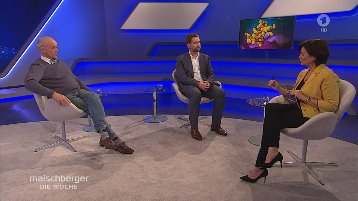 Jürgen Zastrow und Thorsten Lehr im Gespräch mit Sandra maischberger. (v. li.)