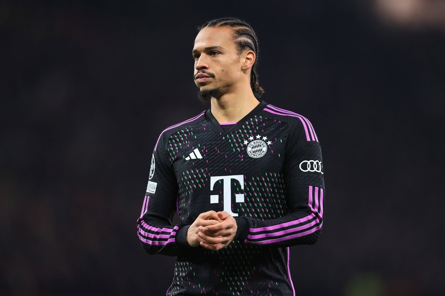 Football - UEFA Champions League - Group A - Manchester United, ManU v Bayern Munich 12th December 2023 - UEFA Champions League - Group A - Manchester United v Bayern Munich - Leroy Sane of Bayern Mun ...