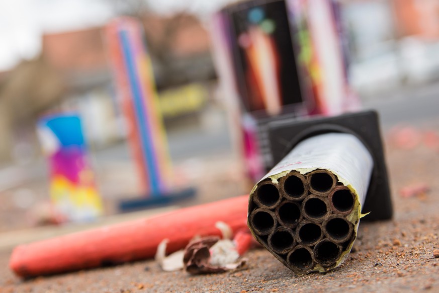 Traces of New Year&#039;s fireworks on the street