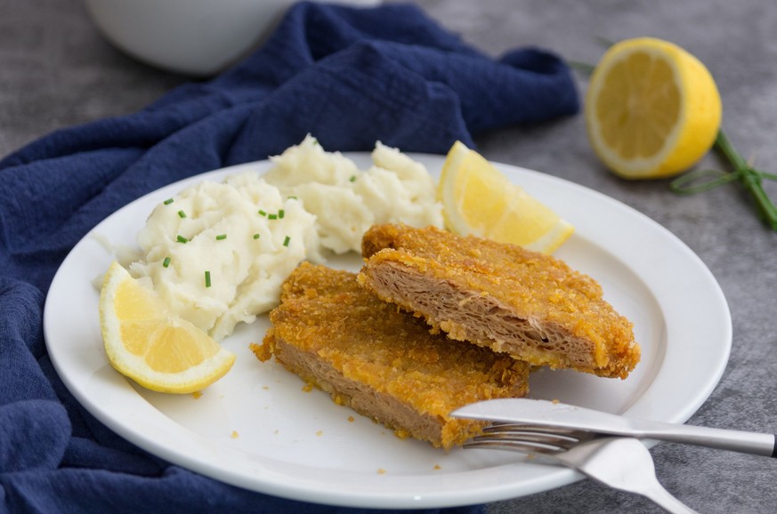 Vegan schnitzel made of soy protein