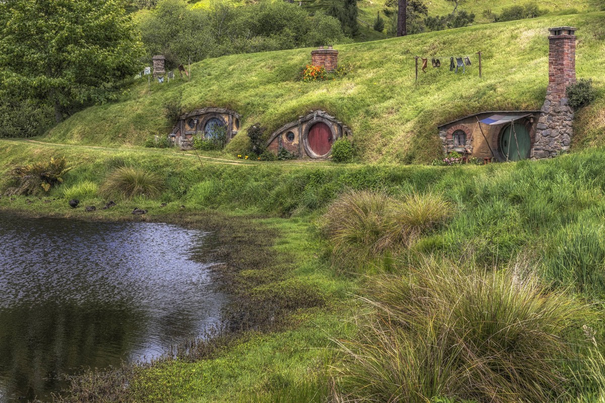 Hobbiton, Movie Set, Waikato, Matamata, New Zealand *** Hobbiton Movie Set Waikato Matamata New Zealand