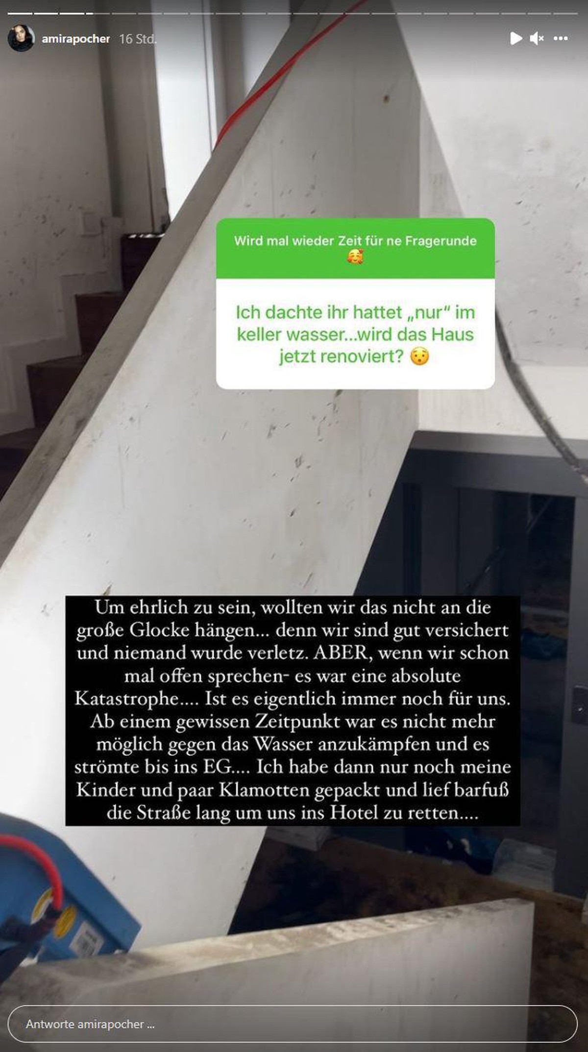Amira Pocher schildert das Ausmaß der Flutkatastrophe in ihrem Haus.
