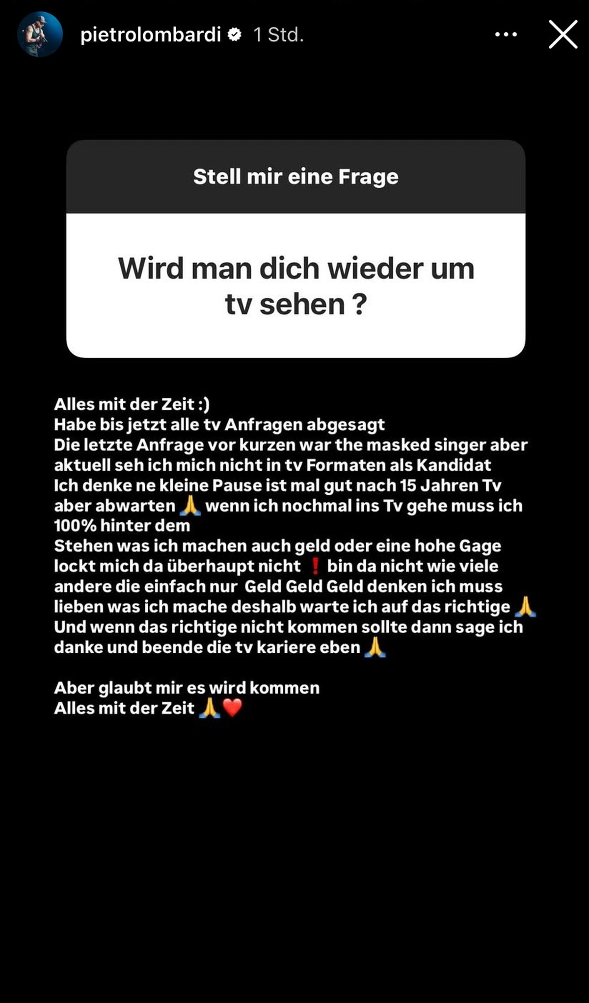 Pietro Lombardi äußert sich zu seiner Zukunft im TV.