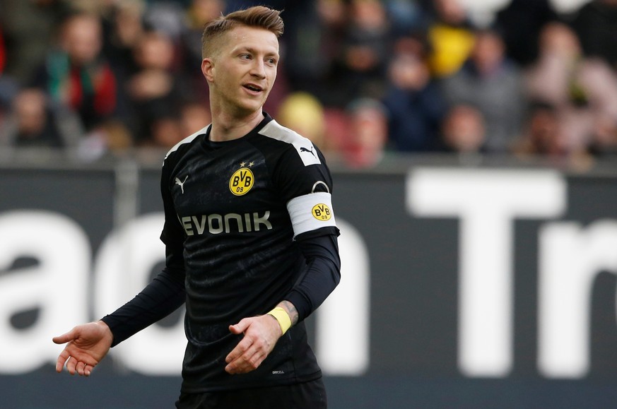 Soccer Football - Bundesliga - FC Augsburg v Borussia Dortmund - WWK Arena, Augsburg, Germany - January 18, 2020 Borussia Dortmund&#039;s Marco Reus reacts REUTERS/Michaela Rehle DFL regulations prohi ...