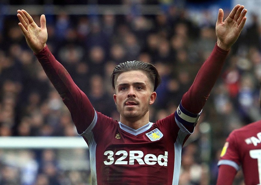 Birmingham City v Aston Villa Sky Bet Championship Jack Grealish of Aston Villa celebrates after scoring the opening goal during the Sky Bet Championship match at St Andrews, Birmingham PUBLICATIONxNO ...