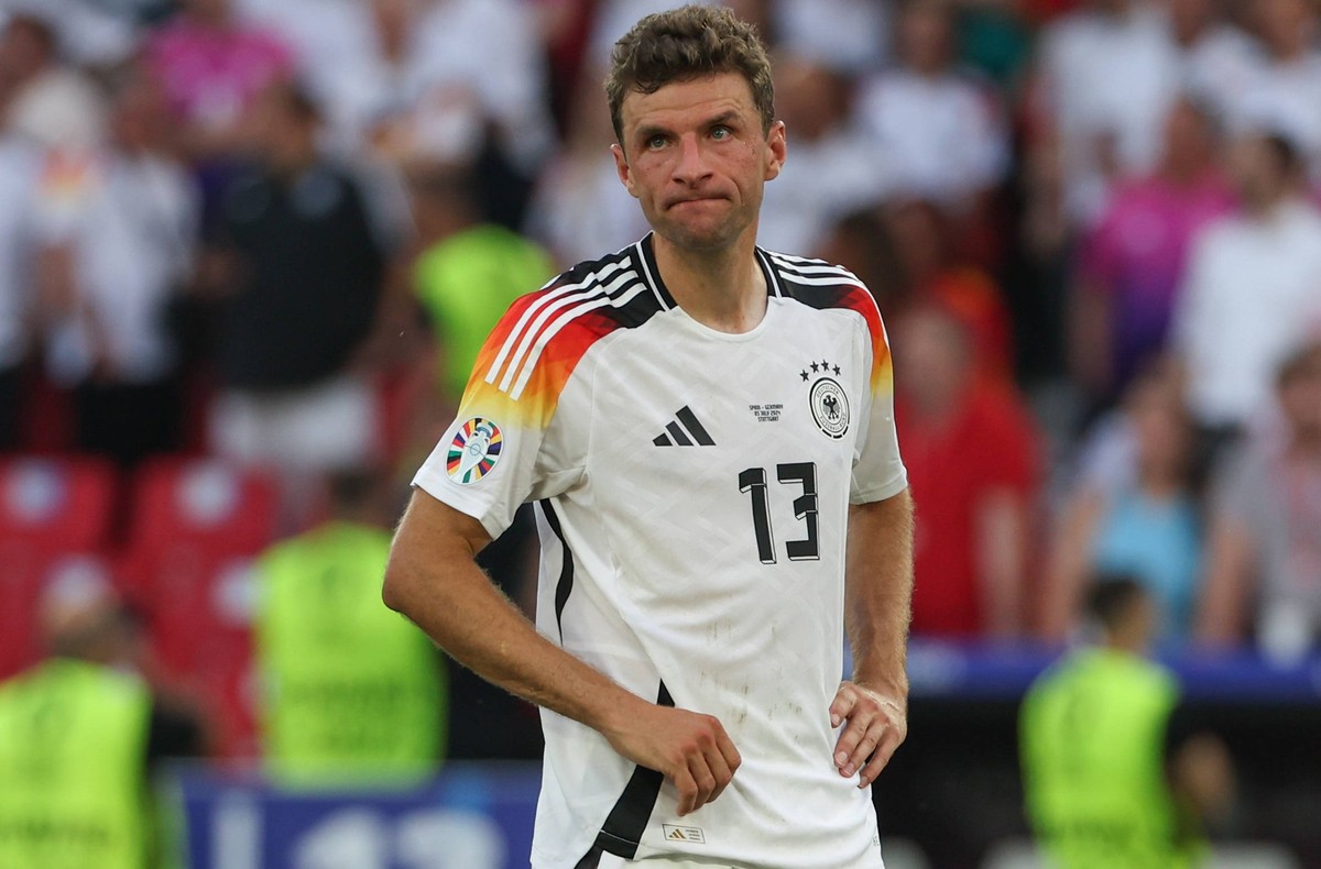 EM 2024: Spanien - Deutschland am 05.07.2024 in der Stuttgart Arena in Stuttgart Thomas Müller / Mueller Deutschland 13 unzufrieden, enttäuscht, enttaeuscht, niedergeschlagen *** European Championship ...