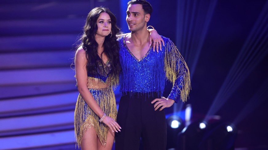 COLOGNE, GERMANY - APRIL 08: Timur Uelker and Malika Dzumaev are seen on stage during the 7th show of the 15th season of the television competition show &quot;Let&#039;s Dance&quot; at MMC Studios on  ...