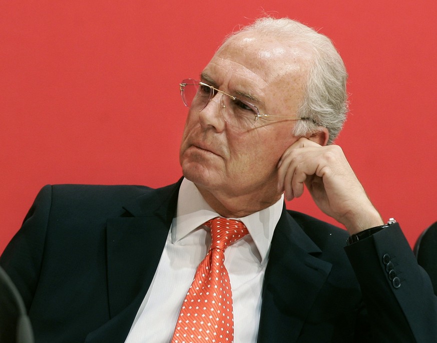 File - Franz Beckenbauer, President of the German first division Bundesliga team FC Bayern Munich, listens during the annual general meeting of FC Bayern Munich in Munich, southern Germany, on Nov. 12 ...