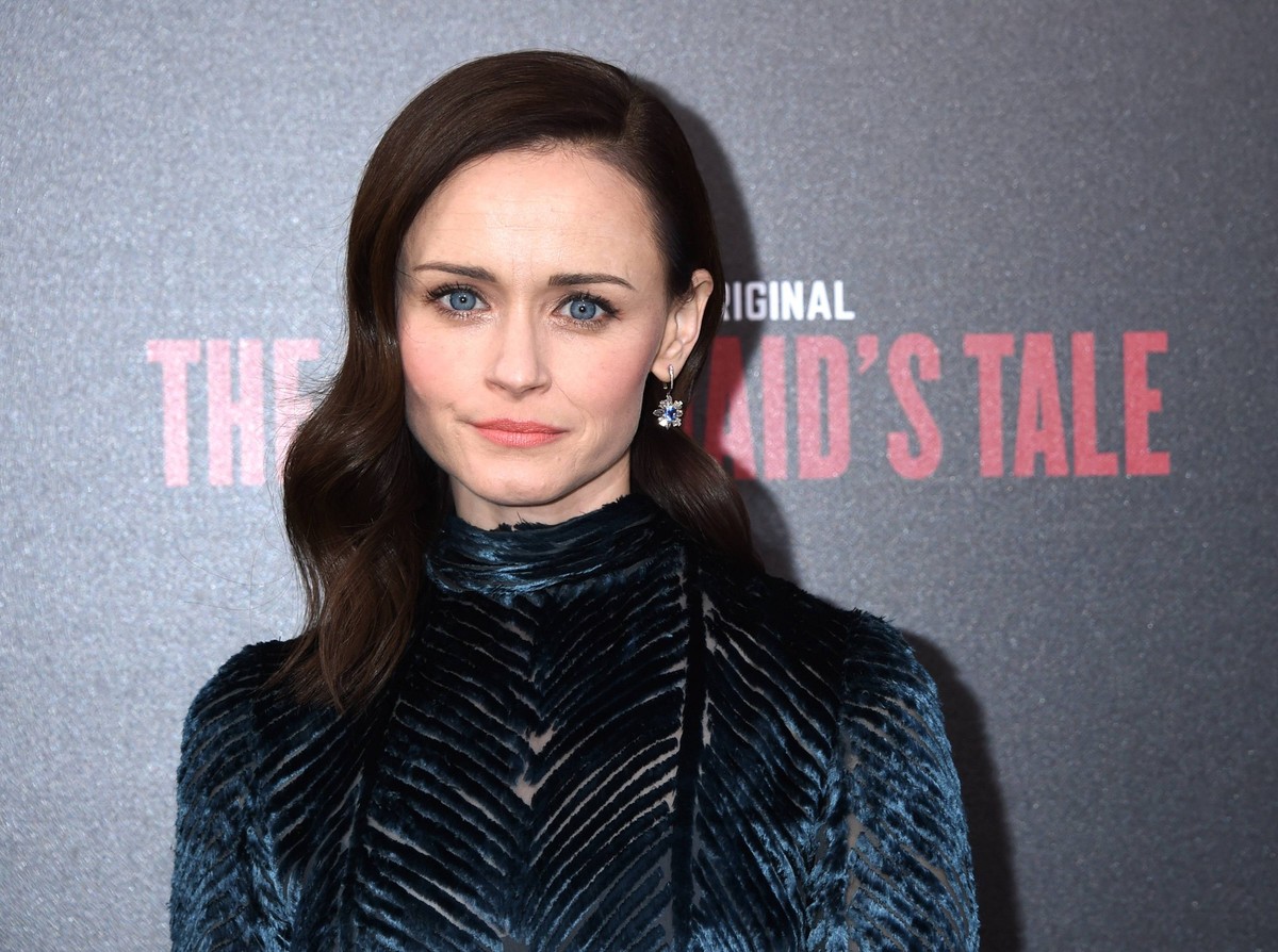 Alexis Bledel arriving at the Season 2 premiere of The Handmaid