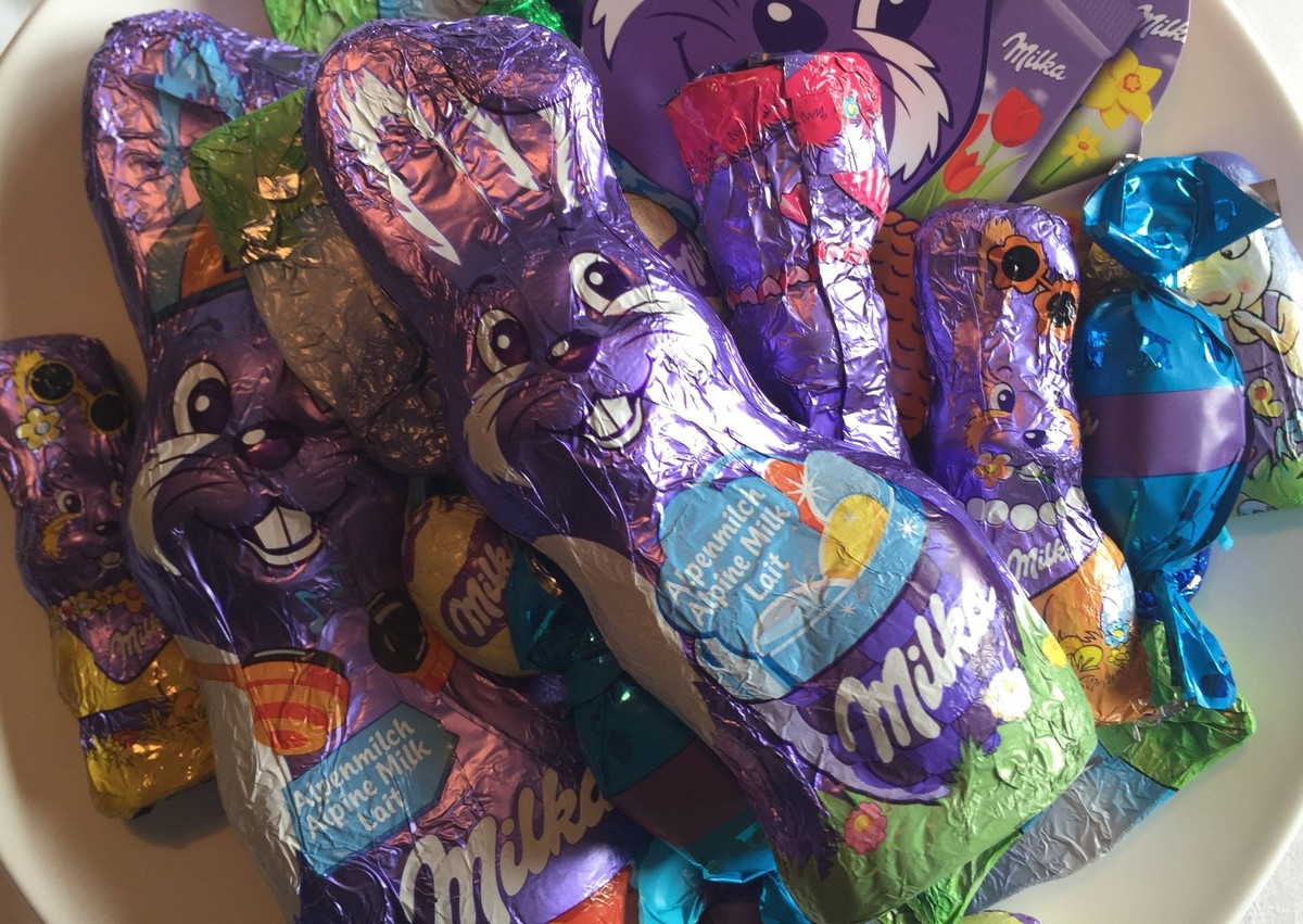 Schokoladen Osterhasen der Firma Milka 16.04.2017
Chocolates Easter bunnies the Company Milka 16 04 2017