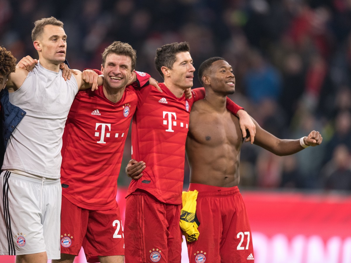2021 laufen die Verträge von Neuer (l.), Müller (2.v.l.) und Alaba (r.) aus. Lewandowskis Vertrag läuft noch bis 2023.