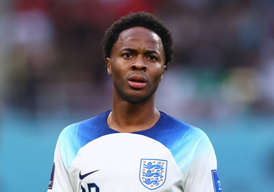 Doha, Qatar, 21st November 2022. Raheem Sterling of England during the FIFA World Cup, WM, Weltmeisterschaft, Fussball match at Khalifa International Stadium, Doha. Picture credit should read: David K ...