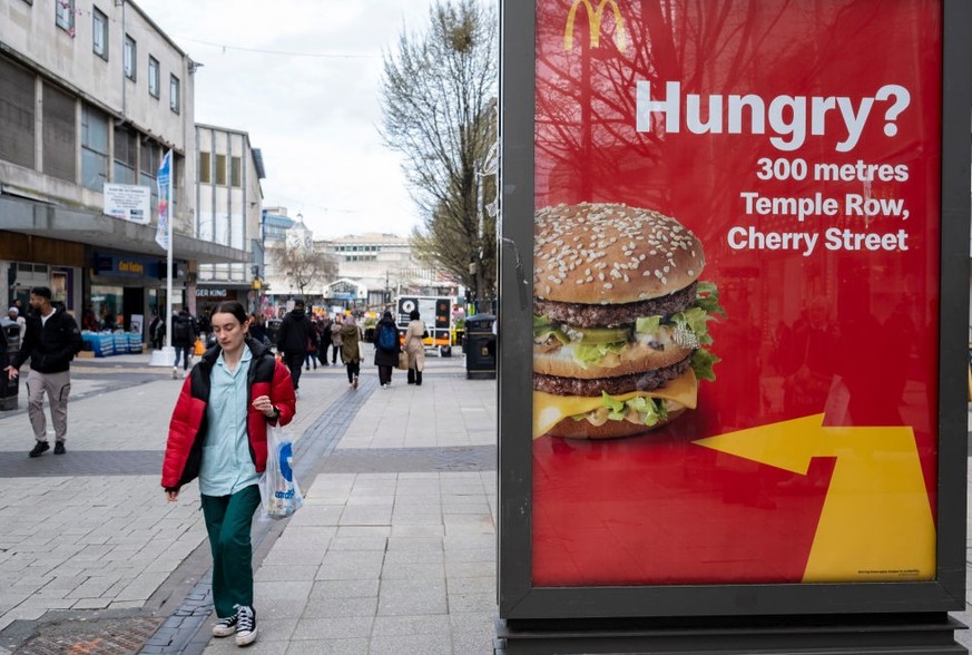 McDonalds Big Mac beef burger advertising poster on 22nd March 2023 in Birmingham, United Kingdom. (photo by Mike Kemp/In Pictures via Getty Images)