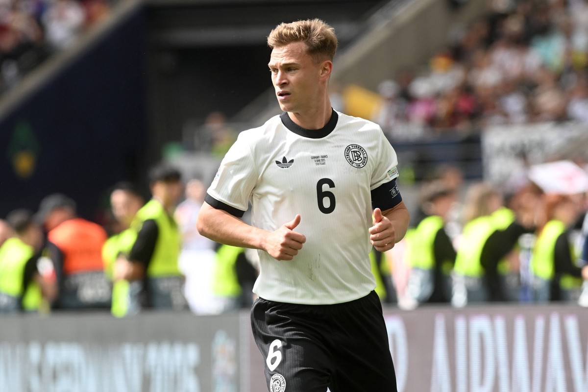 JOSHUA KIMMICH, Germania, UEFA Nations League 2025, Third-place play-off, Germany vs France 0-2, Azione, Action, Single shot UEFA NATIONS LEAGUE 2025 FINALE 3-4 POSTO GERMANIA-FRANCIA 2-0