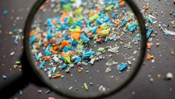 Macro shot on a bunch of microplastics that cannot be recycled.