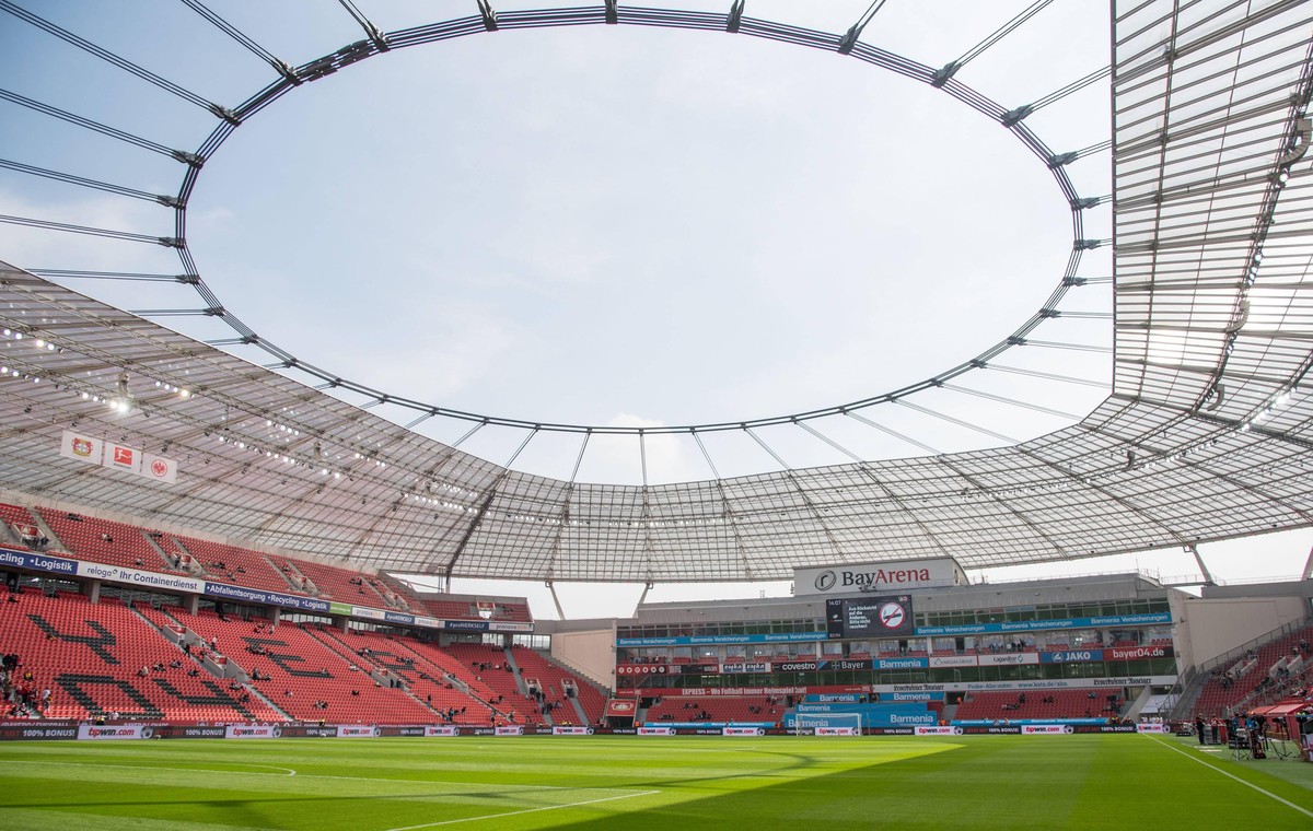 14.04.2018, xfux, Fussball 1.Bundesliga, Bayer 04 Leverkusen - Eintracht Frankfurt, emspor, v.l. Ansicht Uebersicht Bayarena Arena Stadion Leverkusen Innenraum Rasen Feld Spielfeld Leverkusen *** 14 0 ...