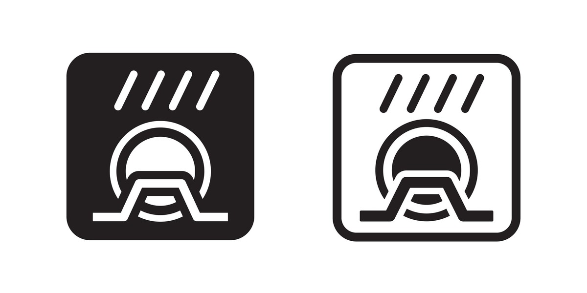 Dishwasher icon for user manuals, appliance stores, and kitchen-related content. Vector illustration.