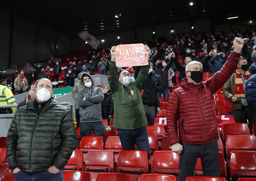 Liverpool v Wolverhampton Wanderers - Premier League - Anfield Liverpool fans in the stands during the Premier League match at Anfield, Liverpool. No use in betting, games or single club/league/player ...