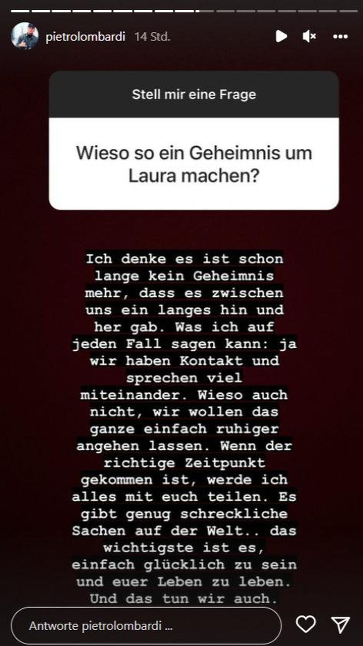 Pietro Lombardi äußert sich zu Laura.