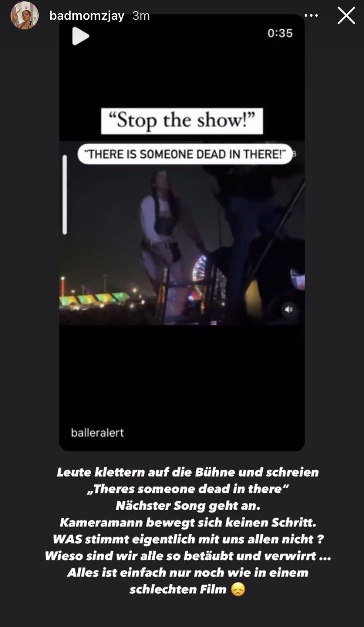 Hier zeigte die Rapperin einen Videoausschnitt von dem Konzert.