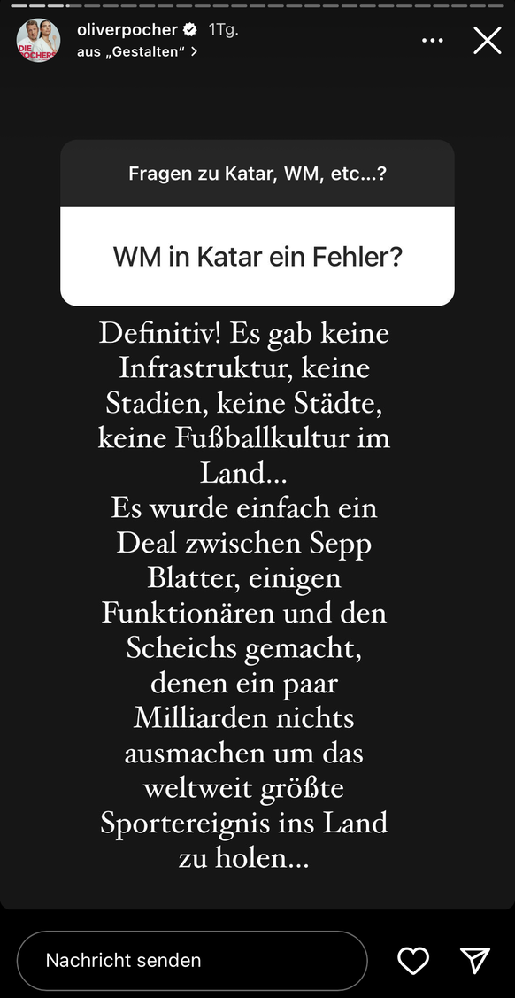 Oliver Pocher bezeichnet die WM in Katar als Fehler.