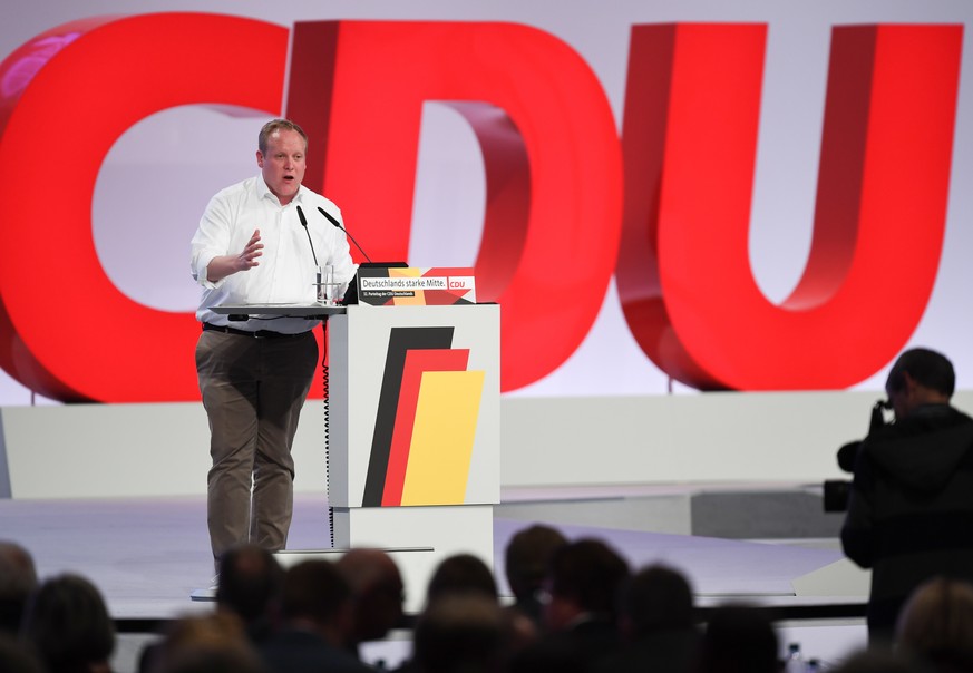 22.11.2019, Sachsen, Leipzig: Timan Kuban, Bundesvorsitzender der Jungen Union, spricht beim CDU-Bundesparteitag. Der Parteitag dauert bis zum 23. November 2019. Foto: Hendrik Schmidt/dpa | Verwendung ...