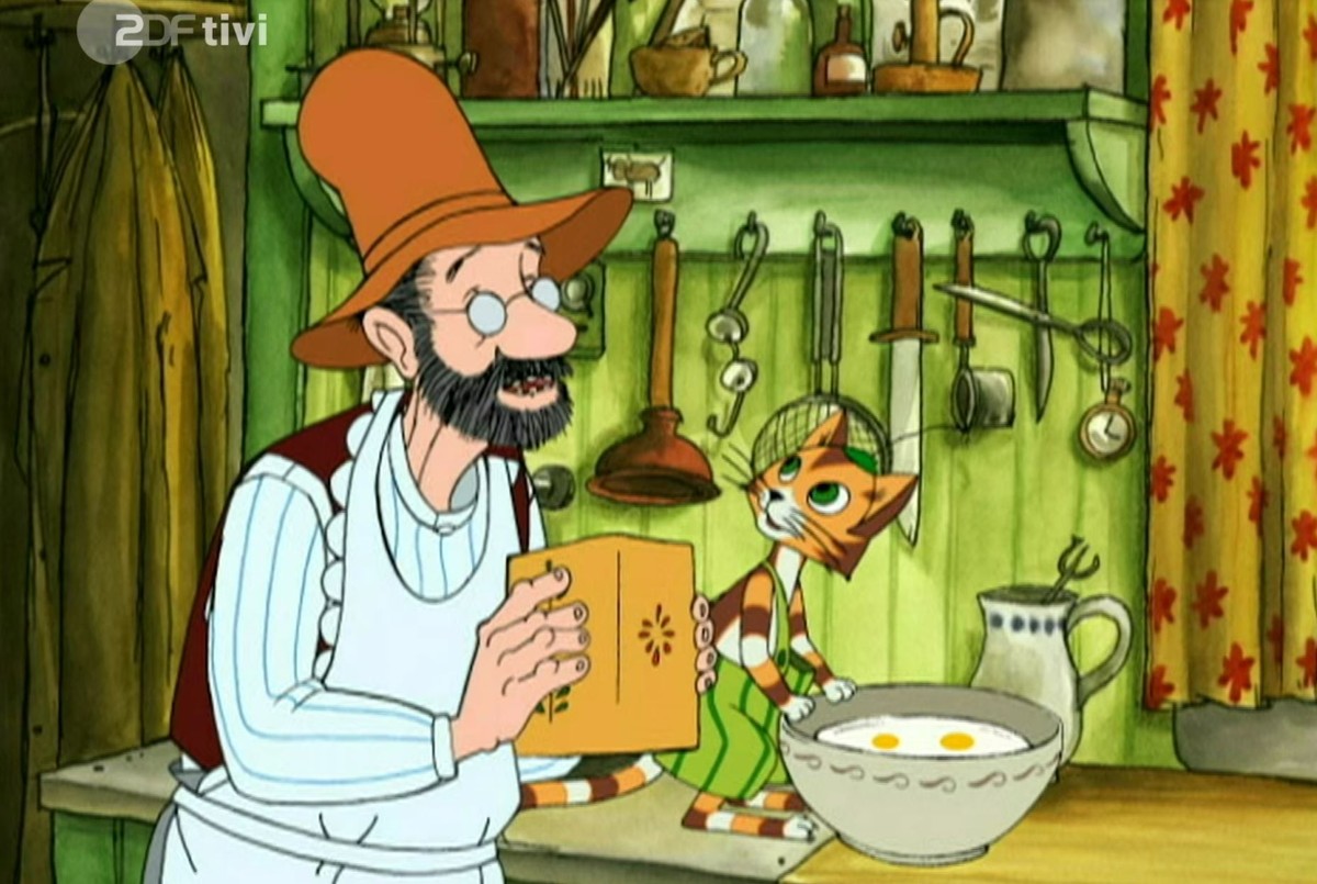 Pfannkuchen machen, aber als Lebenskonzept: Petterson und Findus.