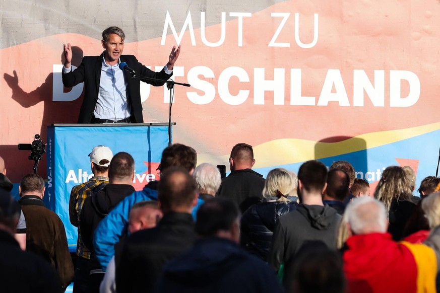 Björn Höcke AfD Kundgebung auf dem Marktplatz in Haldensleben Sachsen Anhalt