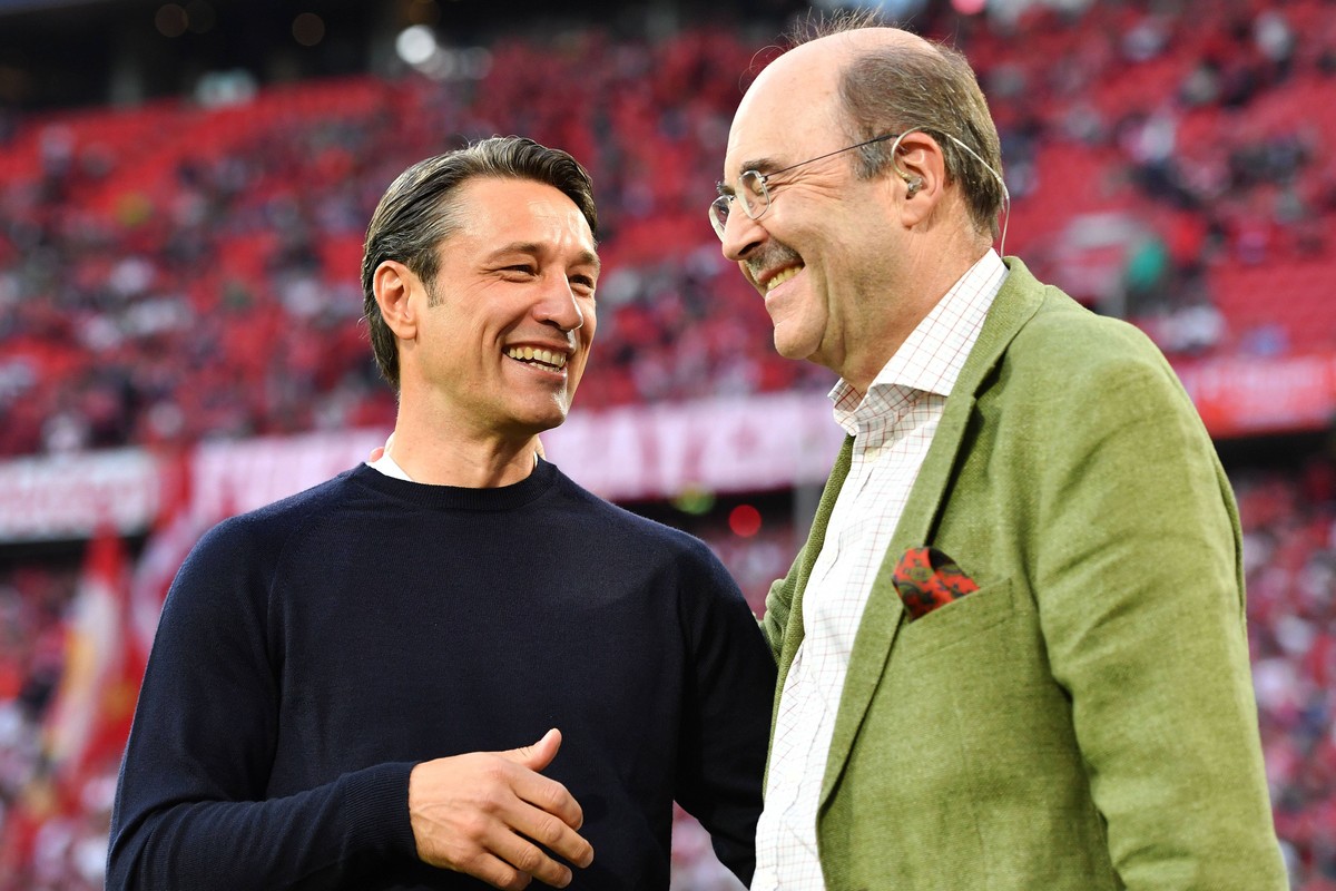 Niko KOVAC (Trainer Bayern Muenchen) mit Reporterlegende Fritz von THURN UND TAXIS, Fussball 1. Bundesliga,1.Spieltag,Spieltag01, FC Bayern Muenchen M) - Hertha BSC Berlin (B), am 16.08.2019 in Muench ...