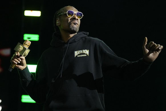 Snoop Dogg performs during Shaq&#039;s Fun House Super Bowl event on Friday, Feb. 10, 2023, at Talking Stick Resort in Scottsdale, Ariz. (Photo by Rick Scuteri/Invision/AP)