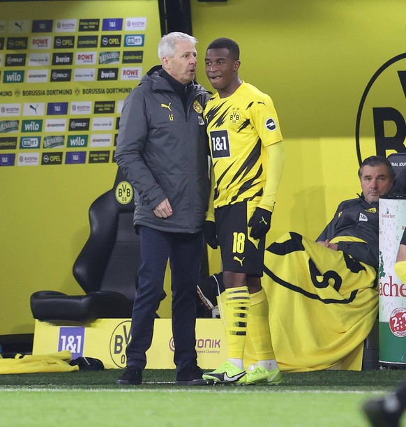 Lucien Favre mit Youssoufa Moukoko: Noch viel lernen du musst!