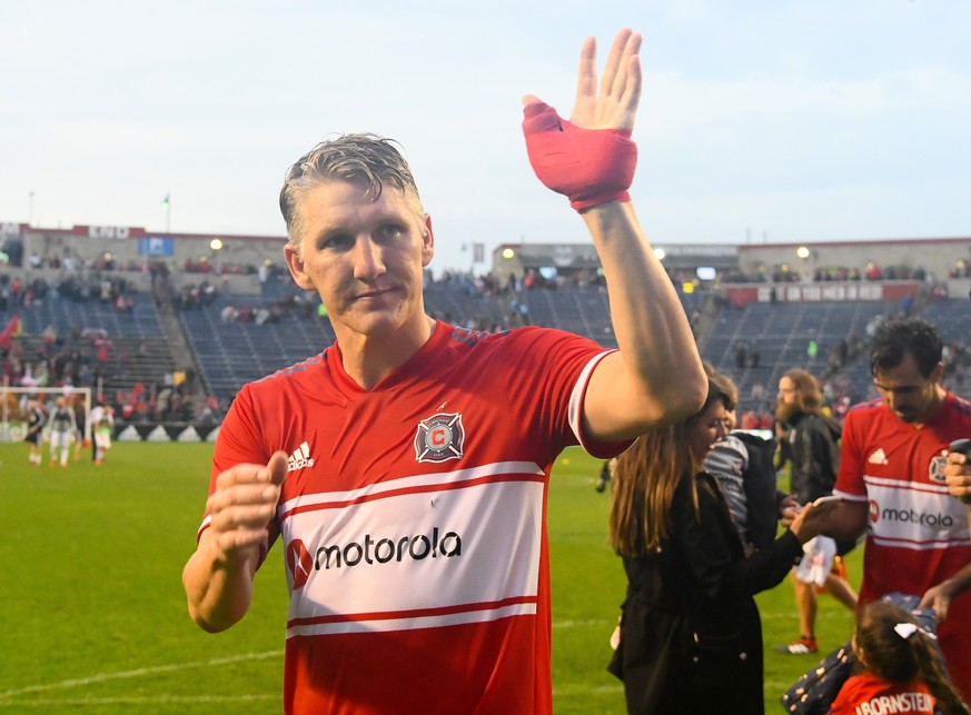 MLS, Fussball Herren, USA Toronto FC at Chicago Fire, Sep 29, 2019 Chicago, IL, USA Chicago Fire midfielder Bastian Schweinsteiger 31 reacts after a game against the Toronto FC at SeatGeek Stadium. Ma ...