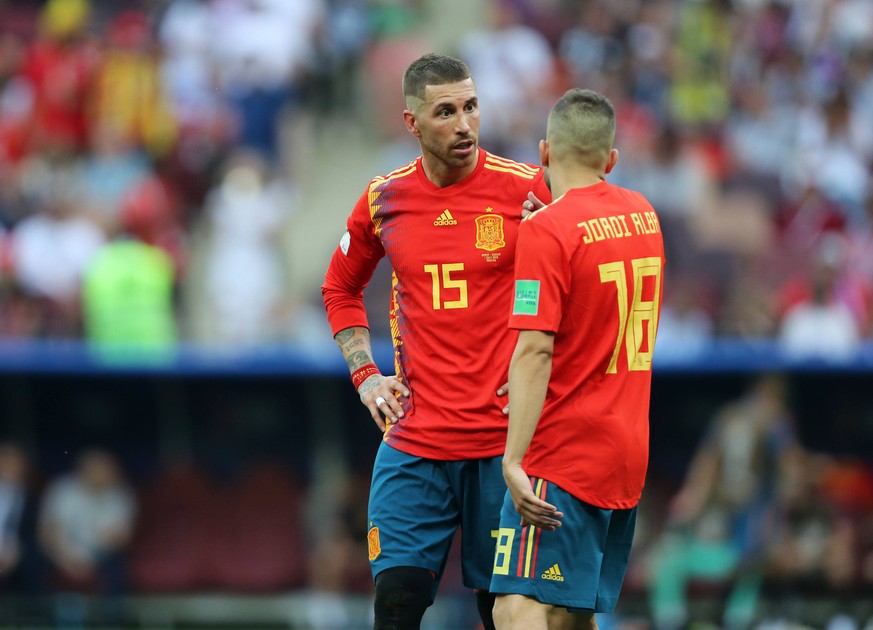 Sergio Ramos (ESP), Jordi Alba (ESP), JULY 1, 2018 - Football / Soccer : FIFA World Cup WM Weltmeisterschaft Fussball Russia 2018 Round of 16 match match between Spain 1 (3 PK 4) 1 Russia at Fisht Sta ...