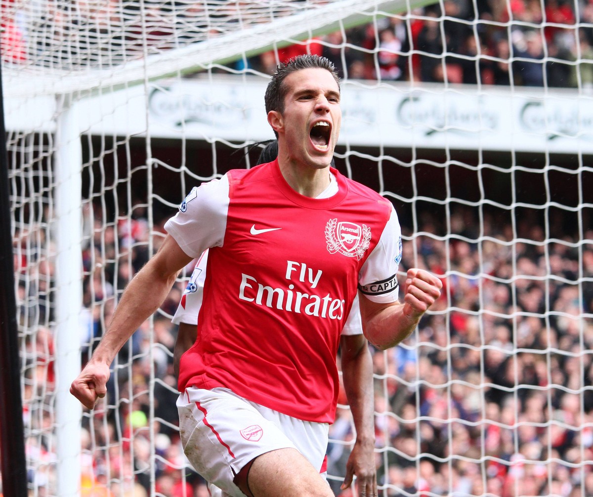 Arsenal FC London vs. Norwich City FC - 05.05.12 Robin van Persie celebrates scoring a goal for Arsenal. 3-2 PUBLICATIONxNOTxINxUK